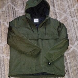 Zara Men's Forest Green Hooded Windbreaker